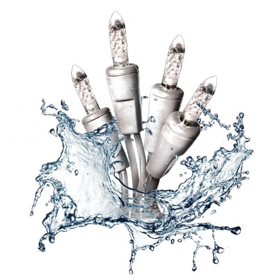 Picture of Dynamic RGB LED M5 50 Count, 4" spacing, clipped, White Cord