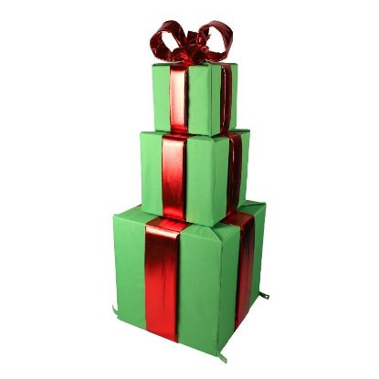 Picture of Nylon Green Gift Boxes with Red Mylar Bows, Set of 3