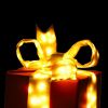 Picture of 15" Tall Nylon Red Gift Box with Gold Lighted Bow