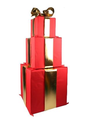 Picture of Nylon Red Gift Boxes with Gold Mylar Bows, Set of 3