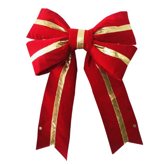 Picture of 18" Red Velvet Bow with Gold Center Stripe
