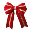 Picture of 12" Red Velvet Bow with Gold Center Stripe
