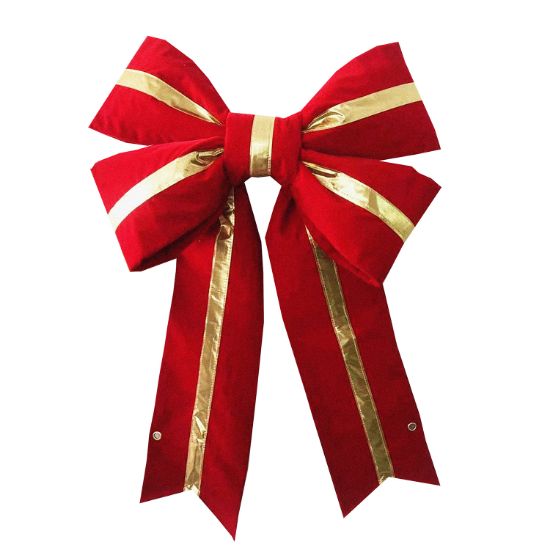 Picture of 24" Red Velvet Bow with Gold Center Stripe