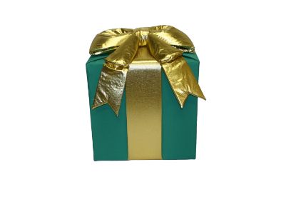 Picture of 3D Nylon Gift Box 12", Green with Gold Mylar Bow