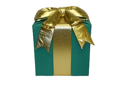 Picture of 3D Nylon Gift Box 18", Green with Gold Mylar Bow