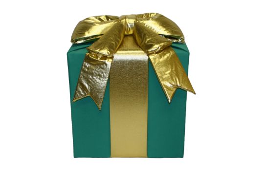 Picture of 3D Nylon Gift Box 18", Green with Gold Mylar Bow