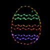 lit multicolored chevron striped lighted egg on black background