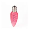 Single C9 bulb, pink, on white background
