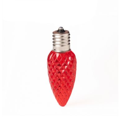 Single C9 bulb, red, on white background