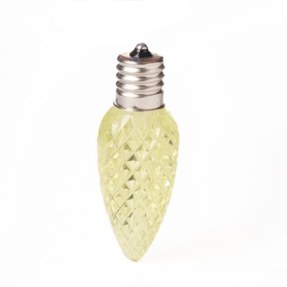 Single C9 bulb, yellow, on white background
