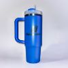 Azure colored Stanley cup, 30 oz, displayed on white background