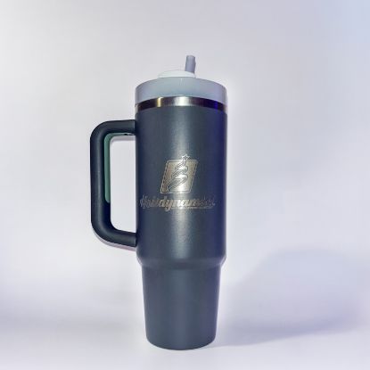 Charcoal colored Stanley cup, 30 oz, displayed on white background