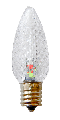RGBPW C9 bulb displayed unlit on white background