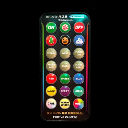 RGBWW Remote displayed vertical on black background