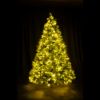 7.5 foot Full Scotch Pine artificial Christmas tree, displayed lit yellowon black backdrop