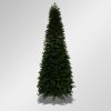 Slender Fraser Pine 12 foot artificial Christmas tree, unlit on gray background