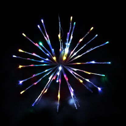 Rainbow-colored Spritzer displayed lit on a black background