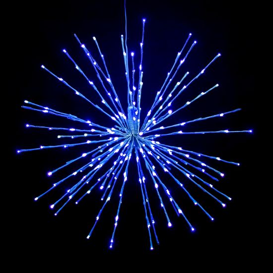 Blue Spritzer displayed lit on a black background
