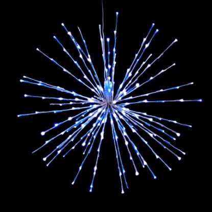 Pure white and blue Spritzer displayed lit on a black background
