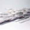 Extreme close-up of LED bulbs on Paramount Spritzer decoration, unlit and collapsed for storage against a white background.