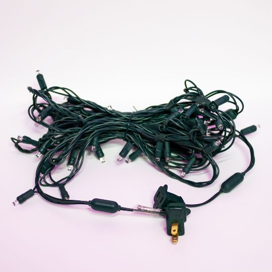 Stretch spacing cord bundled up, displayed unlit on white background