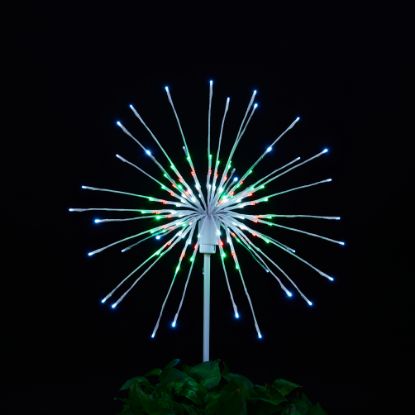 Odyssey Spritzer Red, Green, and Pure White 24" staked lit on black background