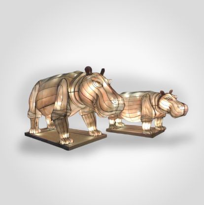 Lantern Hippo displayed lit on grey background