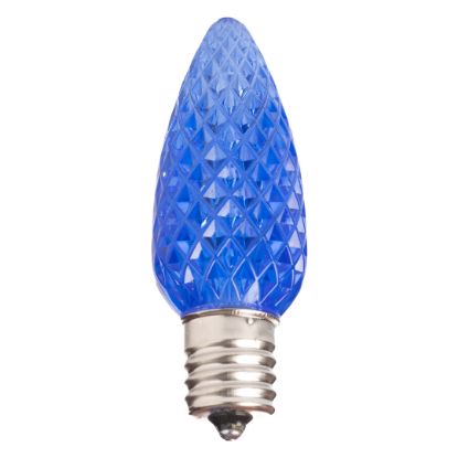 Single C9 bulb, blue, on white background