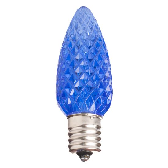 Single C9 bulb, blue, on white background