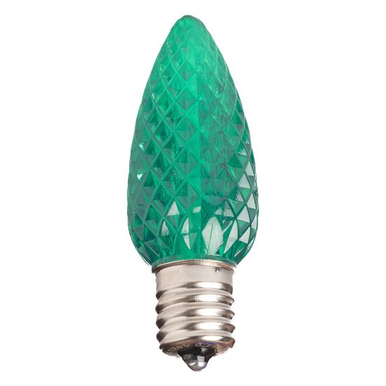 Single C9 bulb, green, on white background