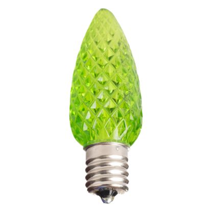 Single C9 bulb, lime, on white background