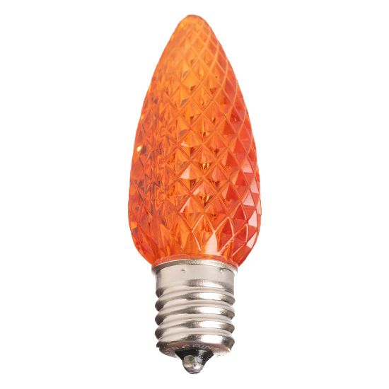 Single C9 bulb, orange, on white background