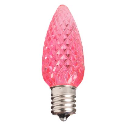 Single C9 bulb, pink, on white background