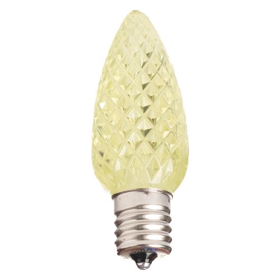 Single C9 bulb, yellow, on white background