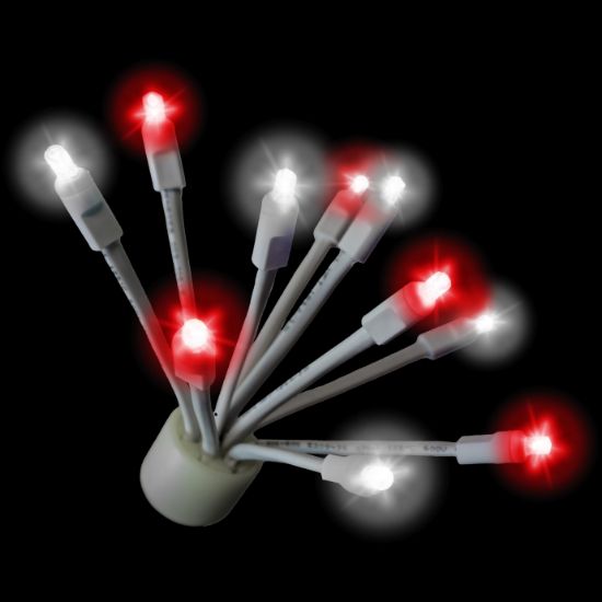 C9 Glitzer Pure White/Red lit on black background