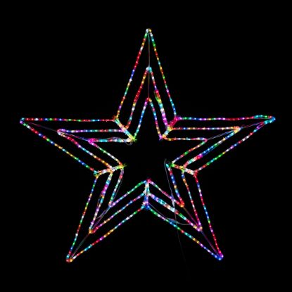 Christmas Star lit Multi-colored on black background