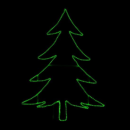 Christmas Tree lit Green on black background