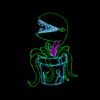 Venus Flytrap Plant displayed lit in green, pink and teal rope light on a black background