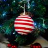 Picture of Red & White Striped Ball Ornament, 3"