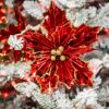 Picture of 8" Red Foil Poinsettia Clip-on Ornament