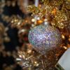 Picture of 4" Glass Silver Iridescent Glitter Ornament, Short Finial