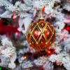 Picture of 4" Glass Red Gold Deco Ornament Round Ball