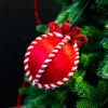 Picture of 5" Red Velvet Peppermint Ball Ornament