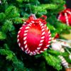 Picture of 5" Red Velvet Peppermint Ball Ornament