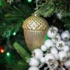 Picture of 6.75 Inch Gold Glass Faux Wood Top Acorn Ornament