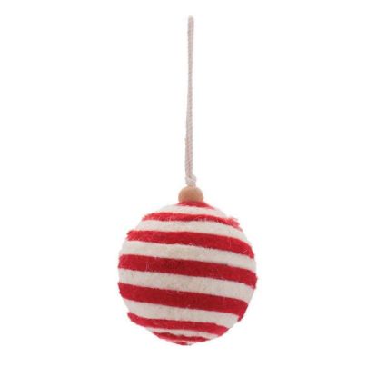 Picture of Red & White Striped Ball Ornament, 3"