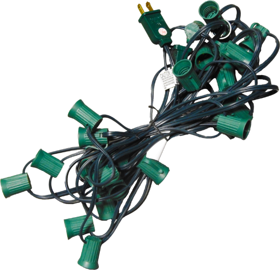 Picture of C9 SPT-1 Green Cord 12" Spacing - 25' with plugs, NEW collar sockets