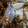 Picture of 4" Glass Silver Iridescent Glitter Ornament, Tall Finial