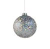 Picture of 4" Glass Silver Iridescent Glitter Ornament, Short Finial