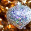 Picture of 4" Glass Silver Iridescent Glitter Ornament, Short Finial